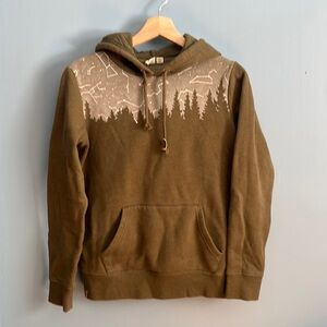 Small women’s hoodie, moss green, glow in the dark constellations